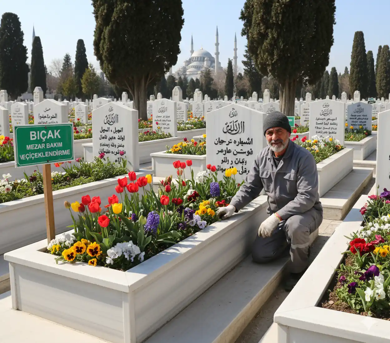 Karacaahmet Mezarlığı Mezar Bakım ve Çiçeklendirme